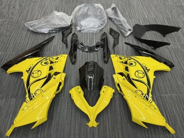 Carénages Moto Kawasaki EX300 2013-2024 - Jaune Noir Cercles Vendre