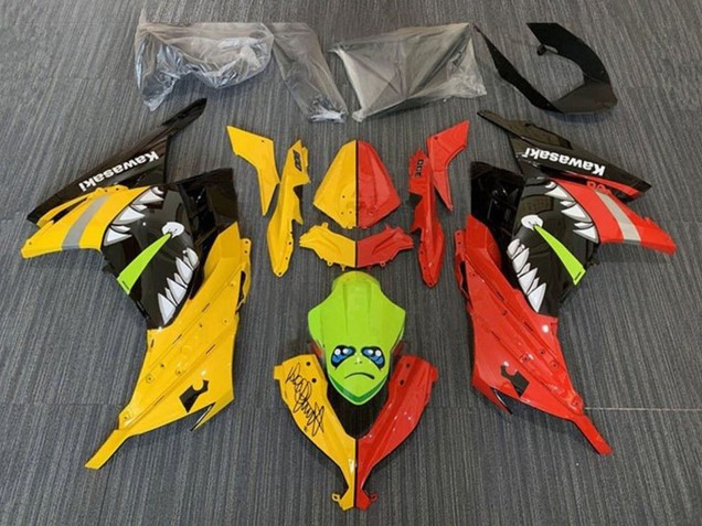 Carénages Moto Kawasaki EX300 2013-2017 - Jaune Rouge Vert Requin