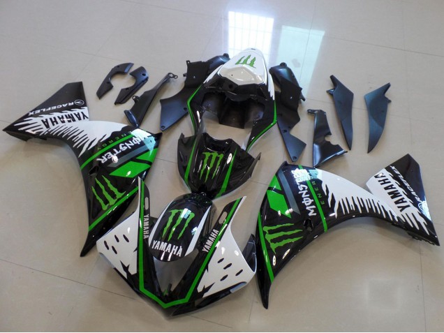 Carénage Moto Yamaha YZF R1 2012-2014 - Blanc Noir Vert Monstre