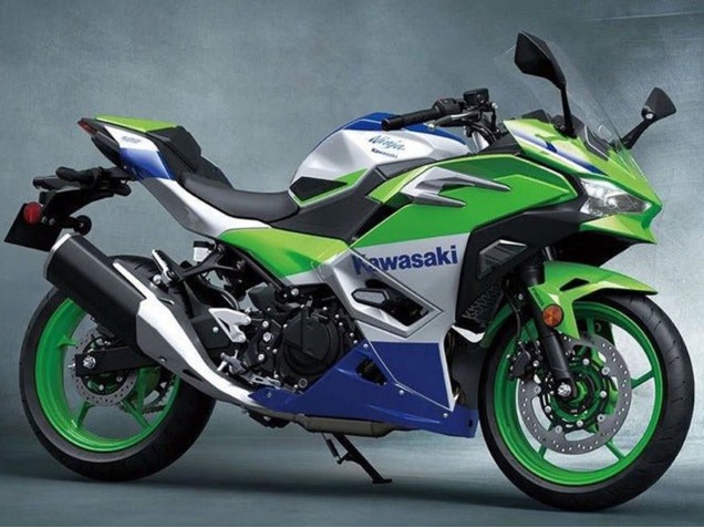 Carénages Moto Kawasaki Ninja 500 EX500R 2024-2026 - Argent Vert Bleu