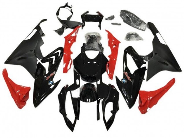 Carénages Moto BMW S1000RR 2015-2016 - Noir Brillant Noir Mat Rouge
