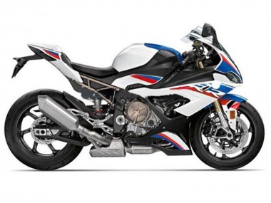 Carénages Moto BMW S1000RR 2019-2022 - Blanc Bleu Rouge Bande Vendre
