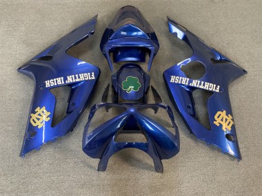 Carénages Moto Kawasaki ZX6R 2003-2004 - Bleu Vert Or Blanc Fighting Irish Vendre