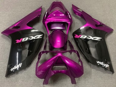 Carénage Moto Kawasaki ZX6R 2003-2004 - Violet Noir Brillant Vendre