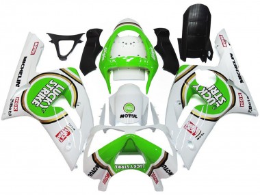 Carénages Moto Kawasaki ZX6R 2003-2004 - Blanc Vert Motul Lucky Strike Vendre