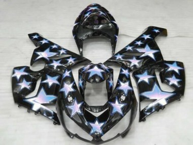 Carénages Moto Kawasaki ZX6R 2005-2006 - Noir Bleu Blanc Étoile Vendre