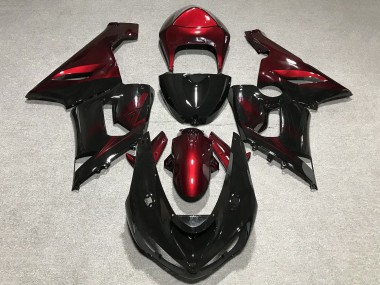 Carénages Moto Kawasaki ZX6R 2005-2006 - Rouge Noir Brillant Vendre