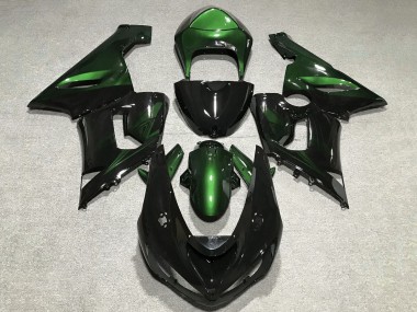 Carénages Moto Kawasaki ZX6R 2005-2006 - Vert Noir Brillant Vendre