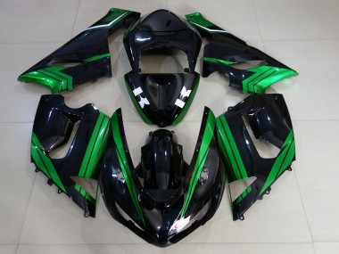 Carénages Moto Kawasaki ZX6R 2005-2006 - Vert Blanc Noir Brillant Vendre