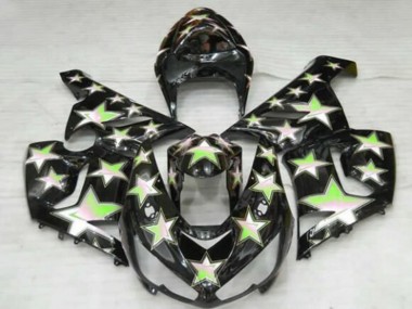 Carénages Moto Kawasaki ZX6R 2005-2006 - Noir Vert Étoile Vendre