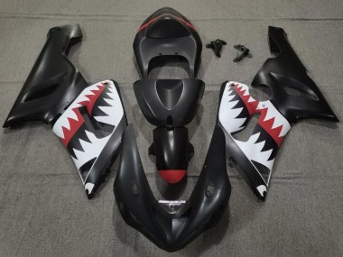 Carénages Moto Kawasaki ZX6R 2005-2006 - Noir Mat Blanc Rouge Requin Vendre