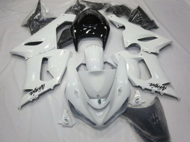 Carénages Moto Kawasaki ZX6R 2005-2006 - Blanc Noir Vendre