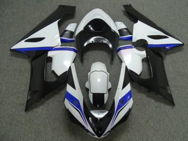 Carénages Moto Kawasaki ZX6R 2005-2006 - Blanc Noir Bleu Vendre