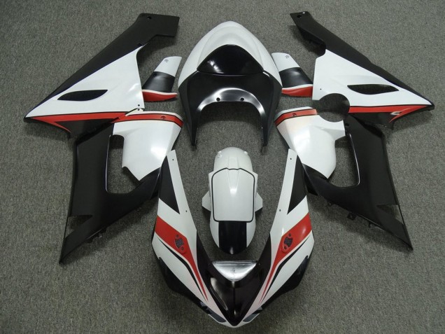 Carénages Moto Kawasaki ZX6R 2005-2006 - Blanc Noir Rouge