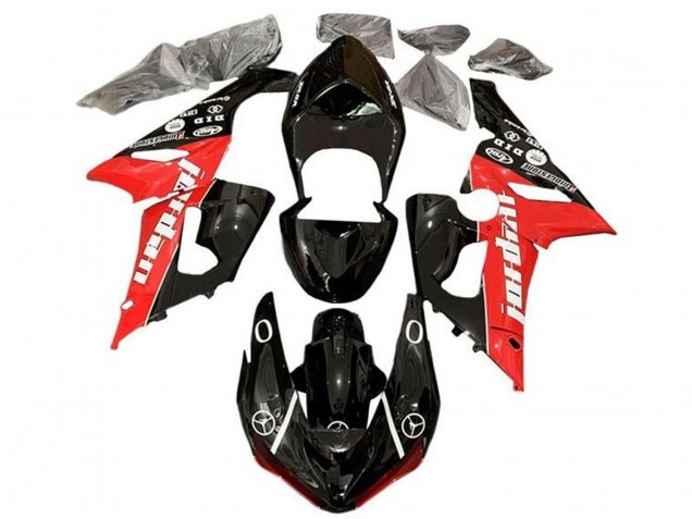 Carénages Moto Kawasaki ZX6R 2005-2006 - Noir Brillant Rouge Blanc Jordan