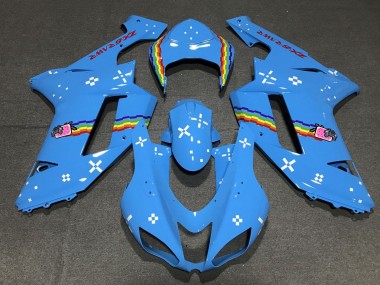 Carénages Moto Kawasaki ZX6R 2007-2008 - Bleu Clair Arc-en-ciel Vendre