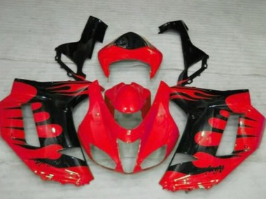 Carénages Moto Kawasaki ZX6R 2007-2008 - Rouge Noir Flamme Vendre