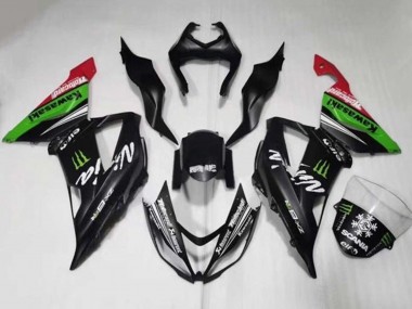 Carénages Moto Kawasaki ZX6R 2013-2018 - Noir Mat Vert Rouge Blanc Monstre Neige Vendre