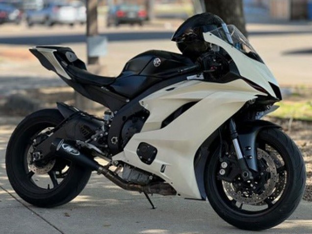 Carénages Moto Kawasaki ZX6R 2013-2018 - Crème Blanc Noir Mat