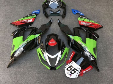 Carénages Moto Kawasaki ZX6R 2013-2018 - Vert Noir Rouge Blanc Motocard 66 Vendre