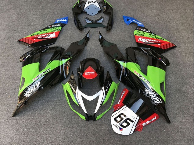 Carénages Moto Kawasaki ZX6R 2013-2018 - Vert Noir Rouge Blanc Motocard 66