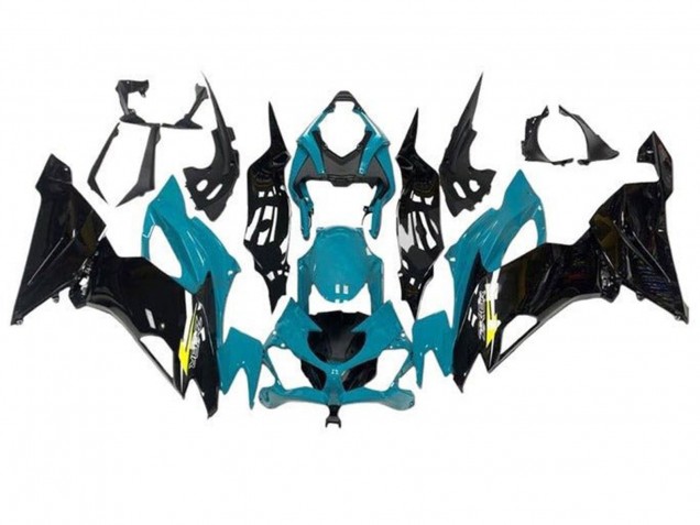 Carénages Moto Kawasaki ZX6R 2019-2022 - Bleu Sarcelle Noir Brillant Jaune