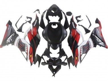 Carénages Moto Kawasaki ZX6R 2019-2022 - Noir Mat Rouge Blanc Requin Vendre