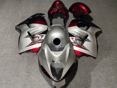Carénages Moto Suzuki GSXR1000 1996-2007 - Argent Bonbon Rouge Vendre