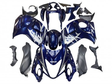 Carénages Moto Suzuki GSXR 1300 Hayabusa 2008-2020 - Bleu Foncé Argent Blanc Vendre