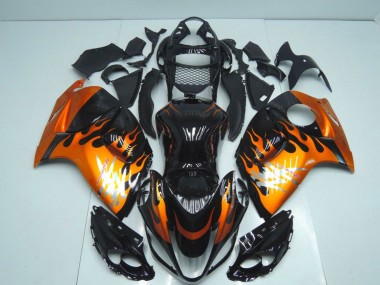 Carénages Moto Suzuki GSXR 1300 Hayabusa 2008-2020 - Noir Brillant Orange Flamme Vendre