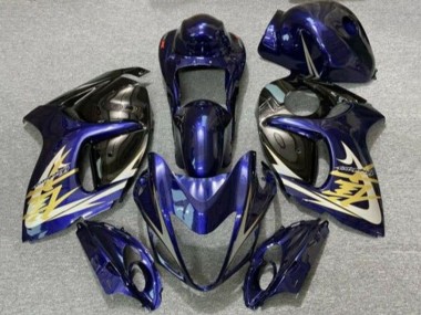 Carénages Moto Suzuki GSXR 1300 Hayabusa 2008-2020 - Bleu Foncé Noir Or Vendre