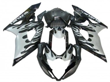Carénages Moto Suzuki GSXR 1000 2005-2006 - Noir Blanc Flamme Vendre