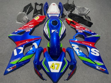 Carénages Moto Suzuki GSXR 1000 2005-2006 - Bleu Vert Blanc Rouge 47 Courses Vendre