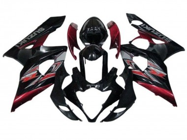 Carénages Moto Suzuki GSXR 1000 2005-2006 - Noir Brillant Rouge Argent Vendre