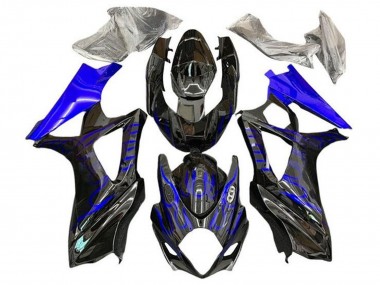 Carénages Moto Suzuki GSXR 1000 2007-2008 - Noir Bleu Flamme Vendre
