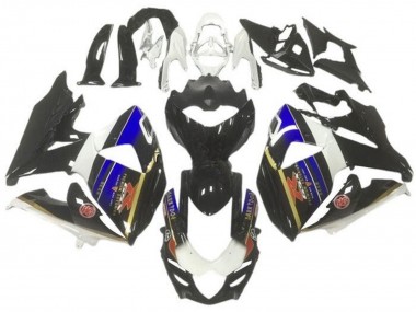 Carénages Moto Suzuki GSXR 1000 2009-2016 - Blanc Bleu Noir Or Bande Vendre