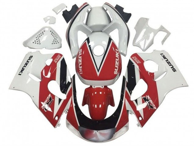 Carénages Moto Suzuki GSXR 600 / GSXR 750 1996-2000 - Rouge Blanc Noir Bande