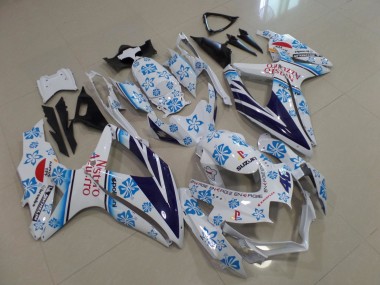 Carénages Moto Suzuki GSXR 600 / GSXR 750 2008-2010 - Blanc Bleu Flower Rouge Nastro Azzurro Vendre