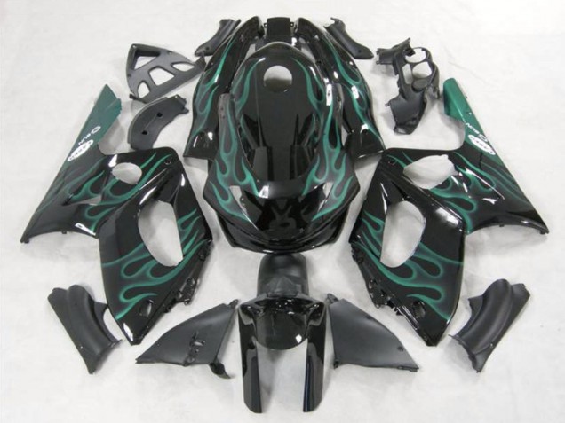 Carénages Moto Yamaha YZF600R Thundercat 1996-2007 - Noir Vert Flamme