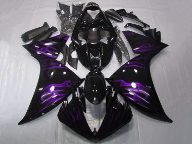 Carénages Moto Yamaha YZF 1000 R1 2009-2011 - Noir Brillant Violet Flamme Vendre