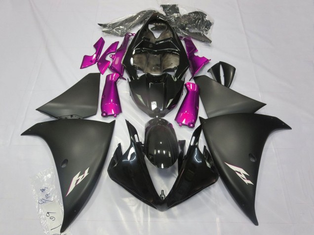 Carénages Moto Yamaha YZF 1000 R1 2009-2011 - Noir Brillant Noir Mat Rose