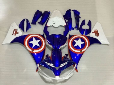 Carénages Moto Yamaha YZF 1000 R1 2009-2011 - Bleu Blanc Rouge Étoile Captain America Vendre