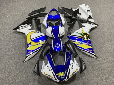 Carénages Moto Yamaha YZF 1000 R1 2009-2011 - Blanc Bleu Jaune Noir Soleil et Lune Vendre