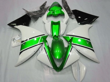 Carénages Moto Yamaha YZF 1000 R1 2009-2011 - Blanc Vert Métallisé Noir Vendre