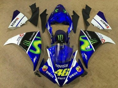 Carénages Moto Yamaha YZF 1000 R1 2012-2014 - Bleu Blanc Noir Vert MoviStar Monstre ENEOS Vendre
