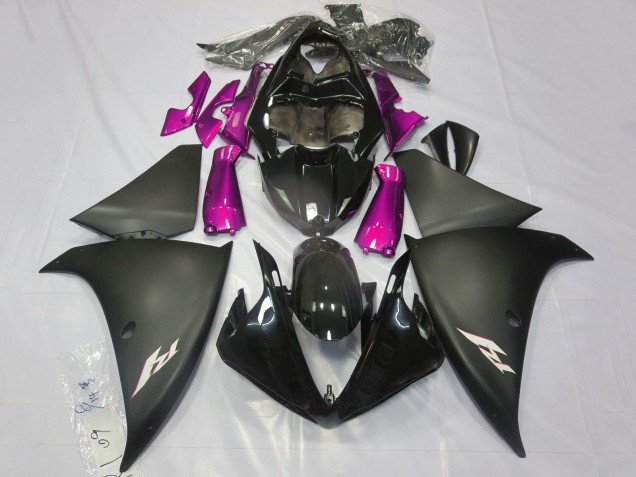Carénages Moto Yamaha YZF 1000 R1 2012-2014 - Noir Brillant Noir Mat Rose