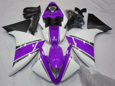Carénages Moto Yamaha YZF 1000 R1 2012-2014 - Blanc Violet Noir Mat Vendre