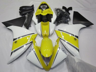 Carénages Moto Yamaha YZF 1000 R1 2012-2014 - Blanc Jaune Noir Mat Vendre