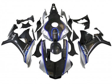 Carénages Moto Yamaha YZF 1000 R1 2015-2019 - Fausse Fibre de Carbone Argent Bleu R1M Vendre