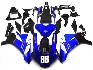 Carénages Moto Yamaha YZF 1000 R1 2015-2019 - Bleu Blanc Noir Brillant Akropovic Vendre
